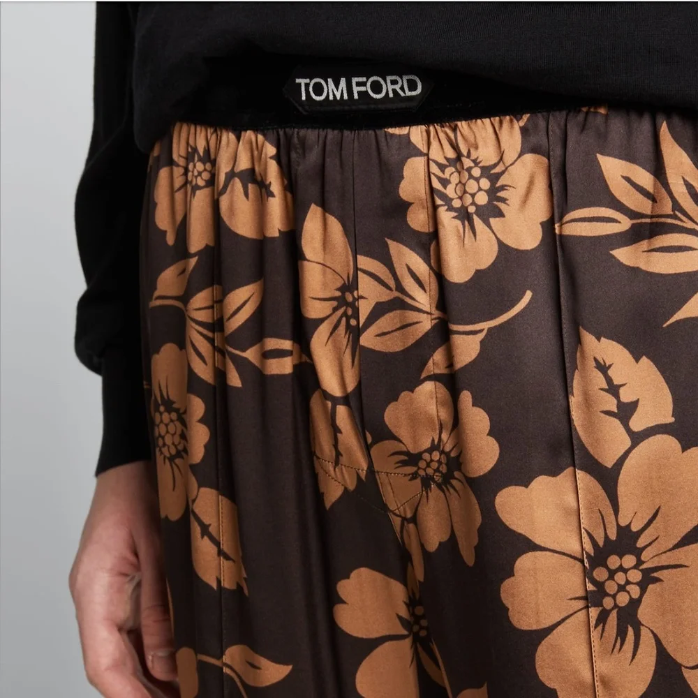 TOM FORD Floral Print Stretch Silk Pajama Pants - Picture 3 of 9